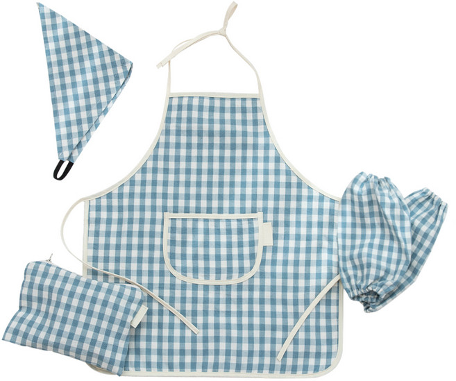 세맘스 아동용 마카롱 체크 앞치마 4종 세트
