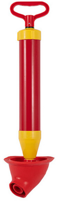 맥라이프 화장실 압축 변기 관통 뚫어뻥 커브형, 레드