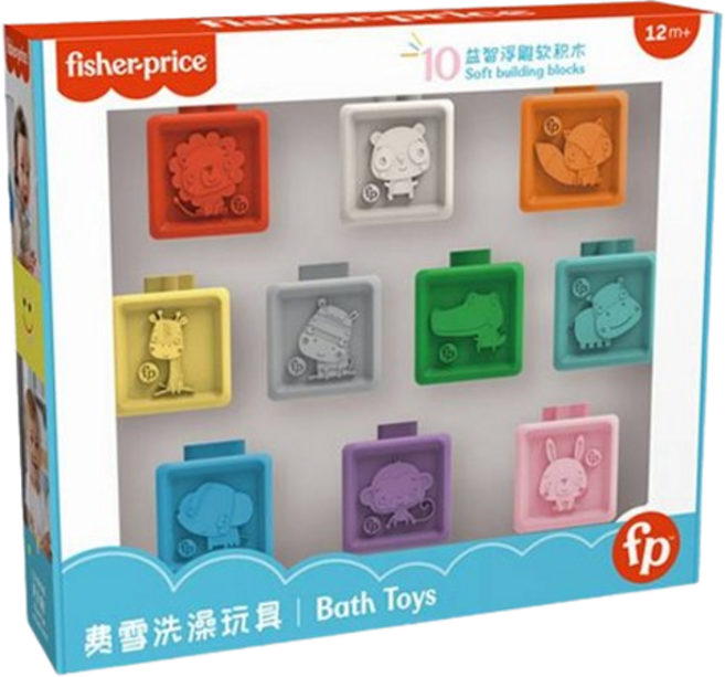 피셔프라이스 EQ 발달 소프트 블록 목욕 장난감, 혼합색상, 1개