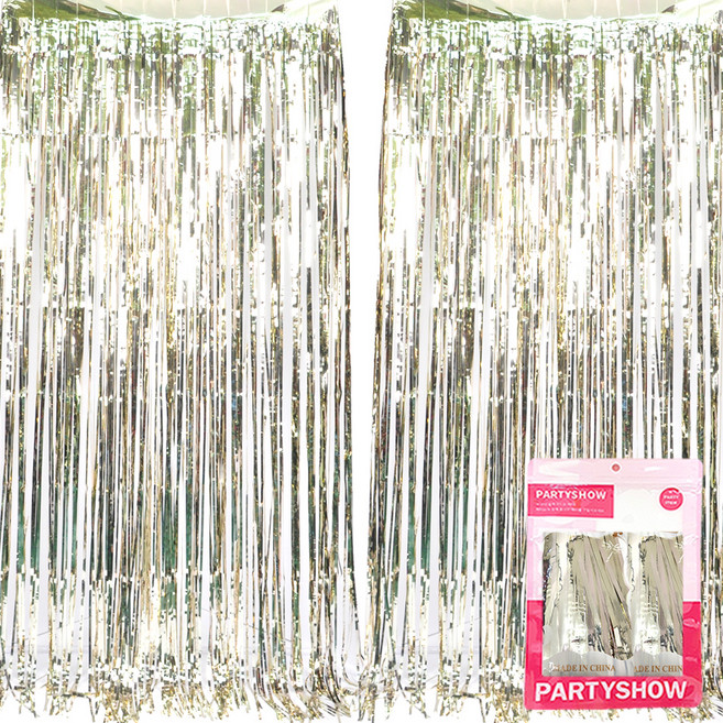 파티쇼 파티장식 은박 수술커튼 2p, 샴페인골드, 1개