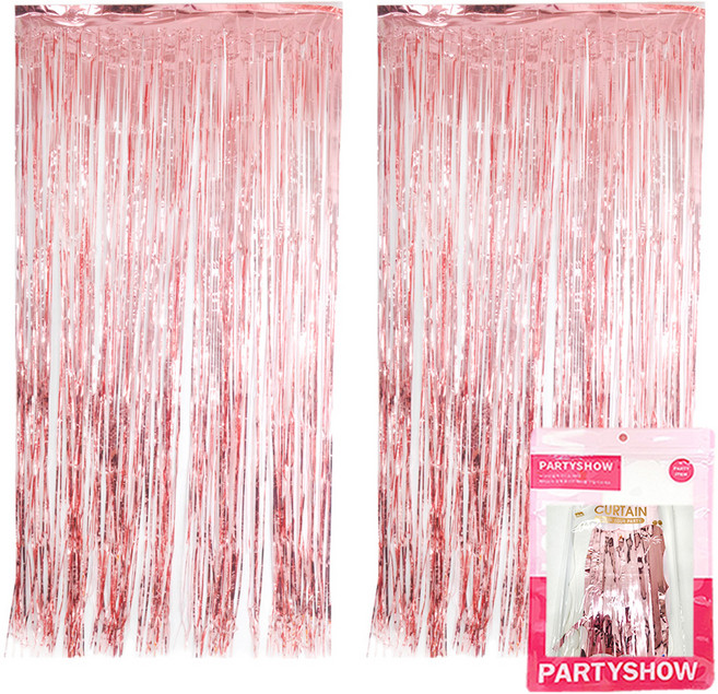 파티쇼 파티장식 은박 수술커튼 2p, 로즈골드, 1개