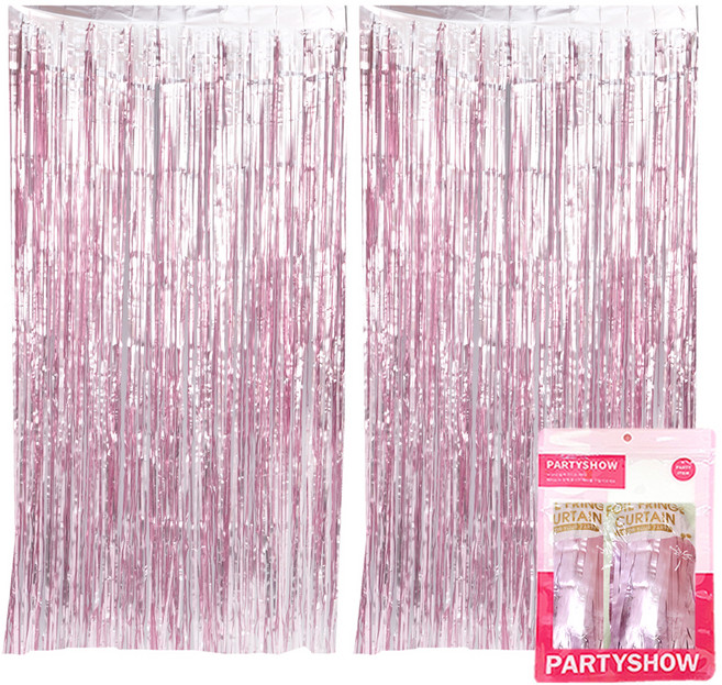 파티쇼 파티장식 은박 수술커튼 2p, 새틴핑크, 1개