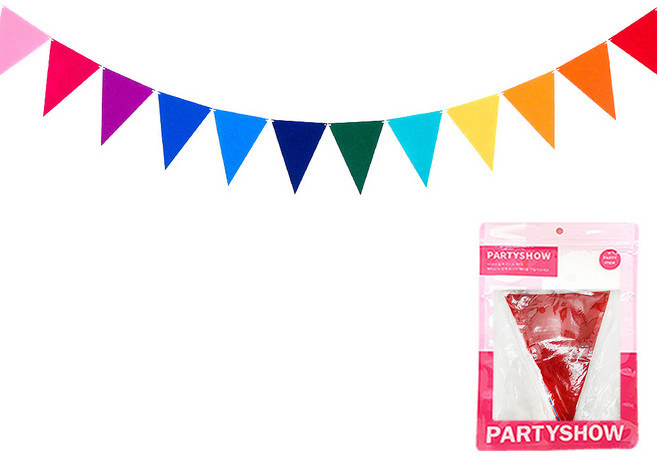 파티쇼 펠트삼각파티 가랜드, 12색레인보우, 1개