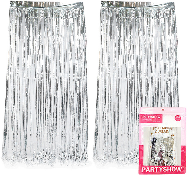 파티쇼 파티장식 은박 수술커튼 2p, 실버, 1개