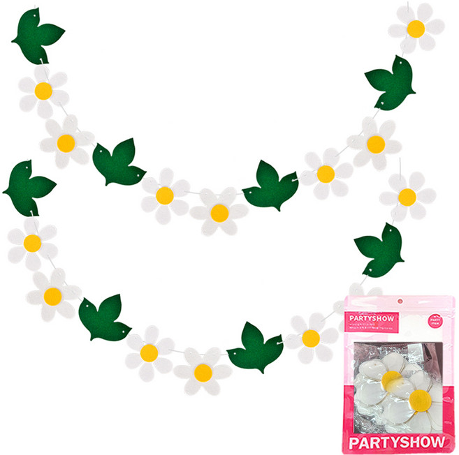 파티쇼 데이지플라워 파티 잎사귀 가랜드, 혼합색상, 2개