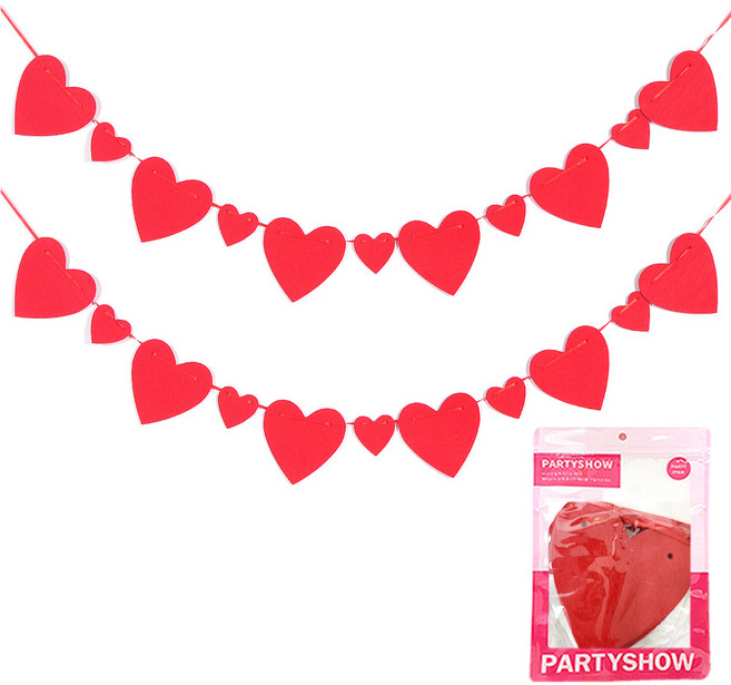 PARTYSHOW 毛氈愛心掛旗 小型, 愛心形狀, 2個