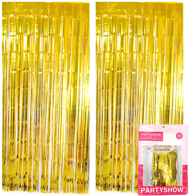 파티쇼 파티장식 은박 수술커튼 2p, 골드, 1개