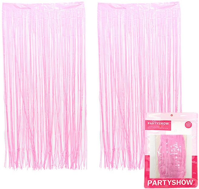 파티쇼 파티장식 은박 수술커튼 2p, 파스텔핑크, 1개