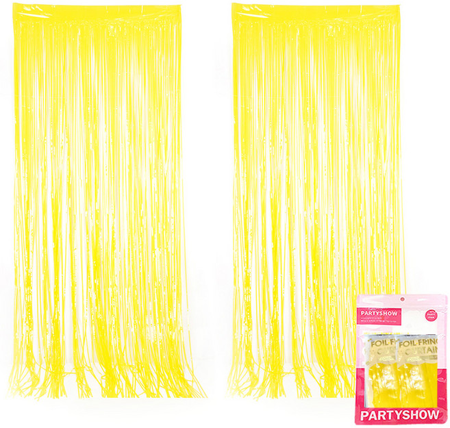파티쇼 파티장식 은박 수술커튼 2p, 파스텔옐로우, 1개