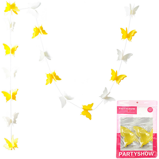 파티쇼 나비 가랜드 대형, 옐로우, 2개