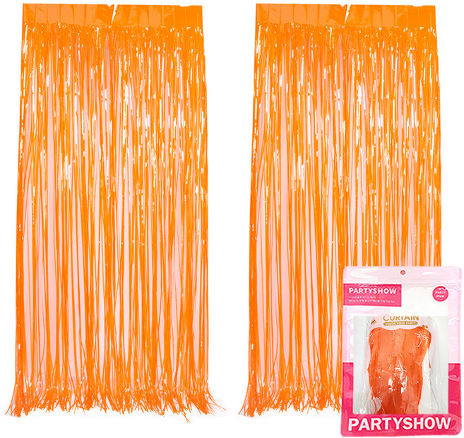 파티쇼 파티장식 은박 수술커튼 2p, 오렌지, 1개