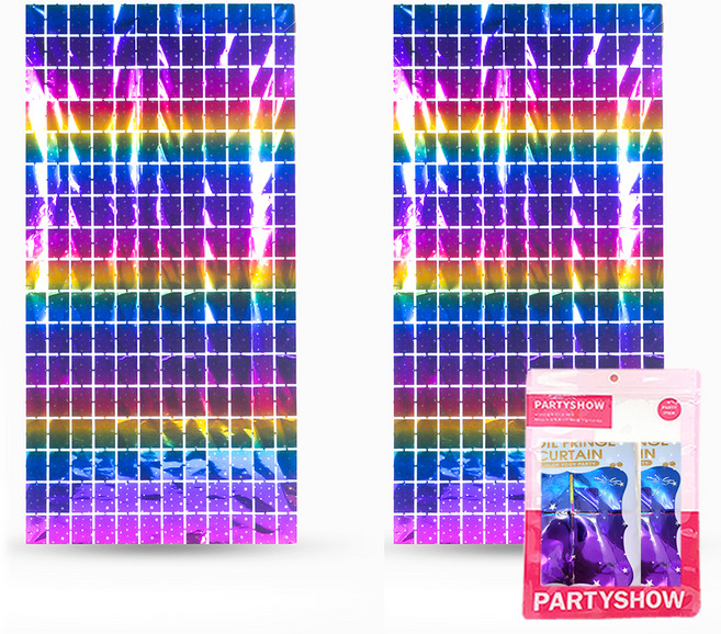 파티쇼 파티장식 은박커튼 2p, 블럭 레인보우스타, 1개