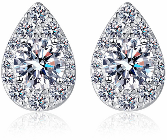 엔클레어 여성용 925실버 18k 화이트골드 필드 모이사나이트 1ct 다이아몬드 물방울 귀걸이