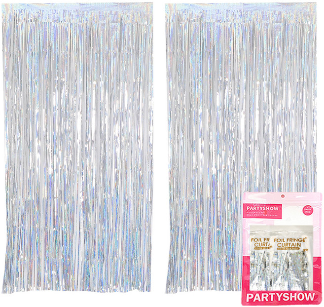 파티쇼 파티장식 은박 수술커튼 2p, 홀로그램실버, 1개
