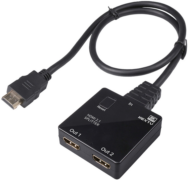 넥스트유 부이넬 케이블일체형 1대2 8K 모니터 HDMI 분배기, 단품, 1개
