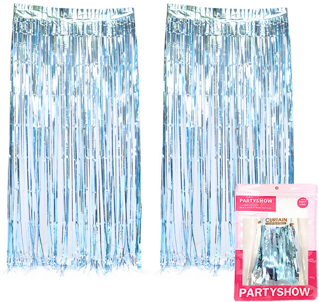 파티쇼 파티장식 은박 수술커튼 2p, 라이트블루, 1개
