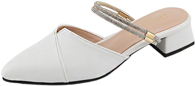 글램216 단골언니 여성용 브리유 스틸레토 보석 스트랩 뮬 샌들 3cm