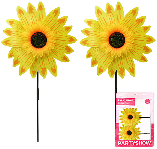 파티쇼 정원용바람개비 해바라기 소형, 혼합색상, 2개