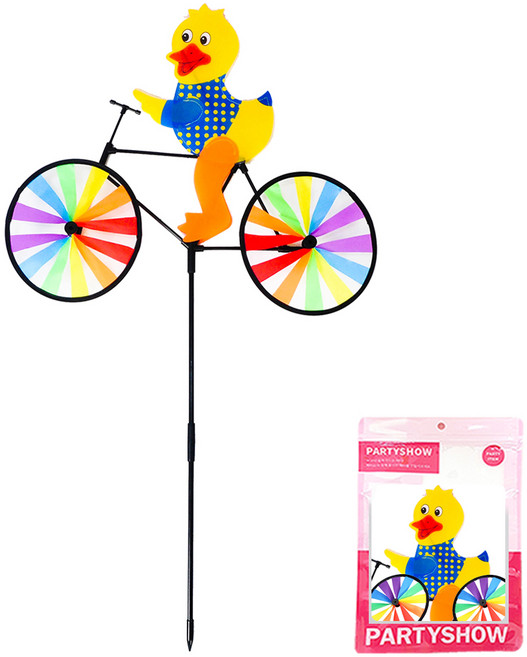 파티쇼 정원용바람개비, 자전거타는오리, 1개