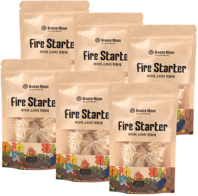 브리즈문 우드 고체연료 파이어스타터 착화제, 50g, 6개