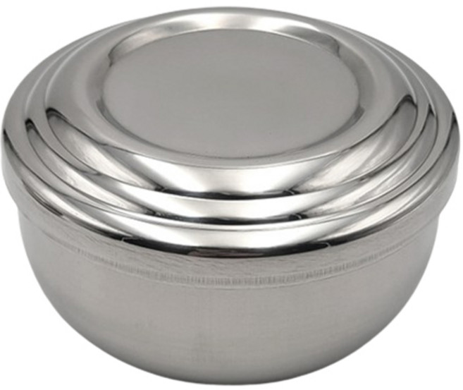 스텐 이중합식기 유광 식당 밥공기, 실버, 1개