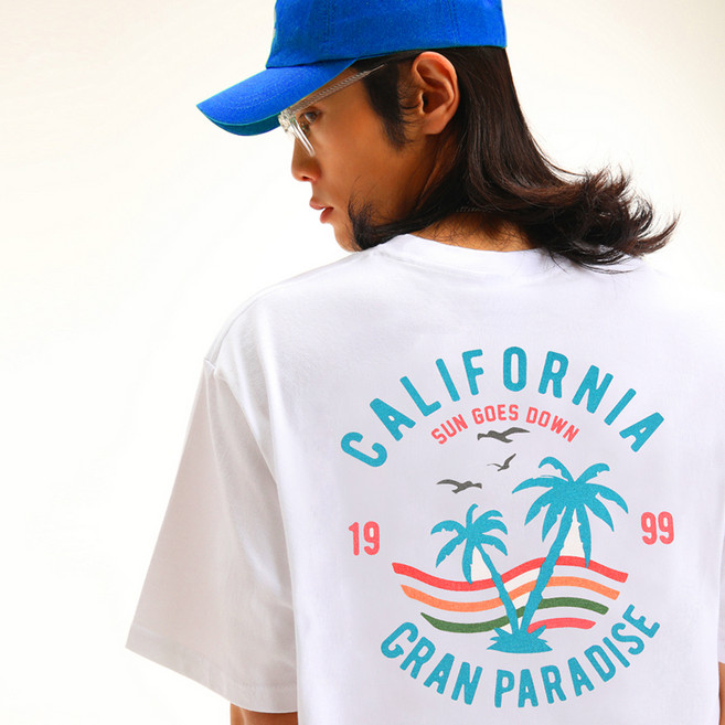 그랜피니 프리미엄 남녀공용 통기성 썸머 캘리포니아 반팔 티셔츠 GFBT212