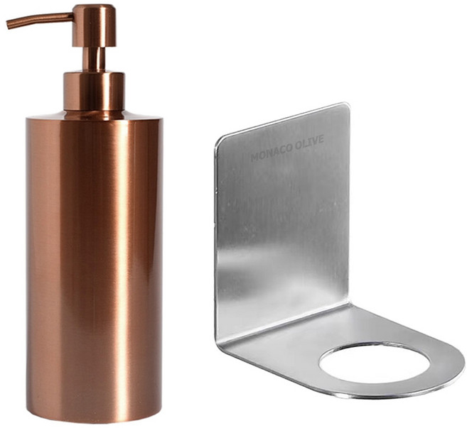 모나코올리브 스테인레스 샴푸 디스펜서 550ml + 모브 스텐 샴푸 린스 걸이 세트, 브론즈(디스펜서), 1세트
