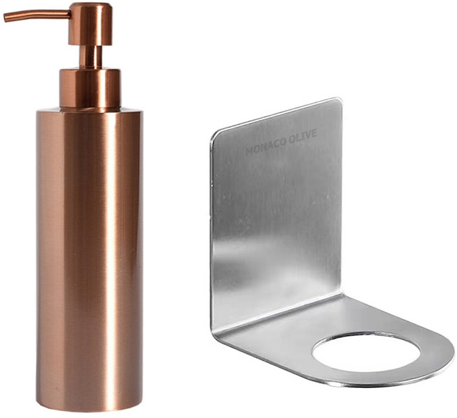 모나코올리브 스테인레스 샴푸 디스펜서 350ml + 모브 스텐 샴푸 린스 걸이 세트, 브론즈(디스펜서), 1세트