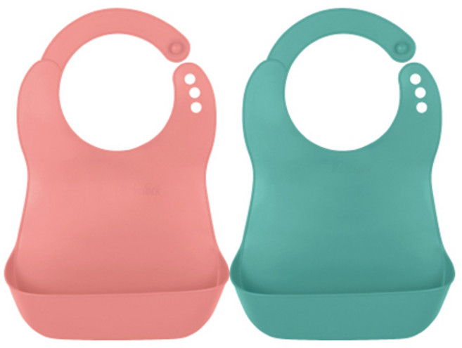 베베락 국산 유아용 엘파 이유식턱받이 2종 세트, 피치핑크, 민트그린, 1세트, 1매