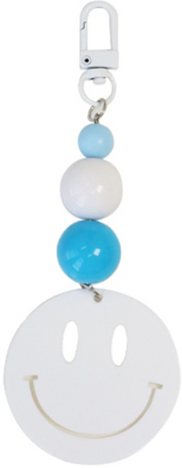 비팬시 구슬 스마일 키링, 화이트, 1개