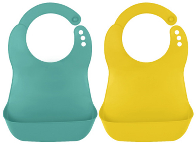 베베락 국산 유아용 엘파 이유식턱받이 2종 세트, 민트그린, 머스타드, 1세트