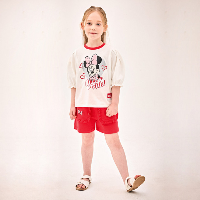 젤리스푼 여아용 디즈니 미니 마우스 러블리 프릴 포켓 상하복 세트