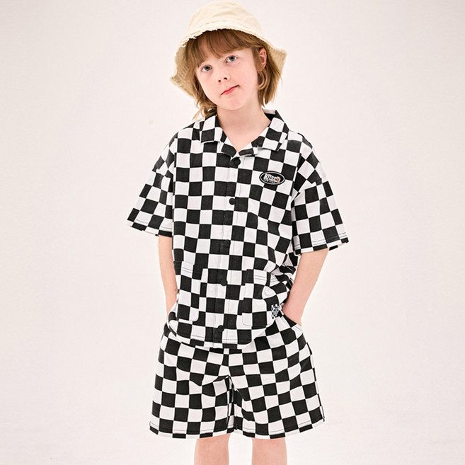 젤리스푼 아동용 통기성 셀럽 체커보드 카라 상하의 세트