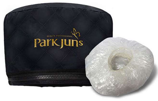 박준뷰티랩 미용실 전기헤어캡 + 비닐헤어캡 10p 세트, PGCP-001, 블랙