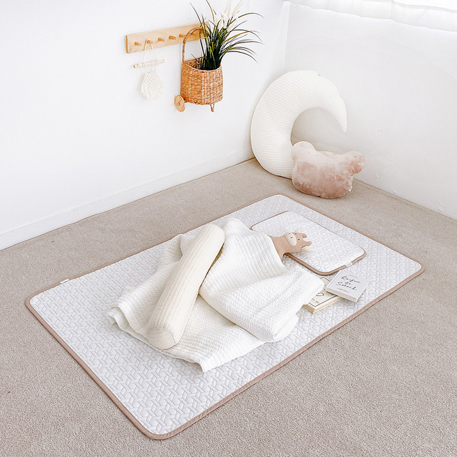 유아용 듀라론 침대 냉감 매트, 눈꽃 베이지