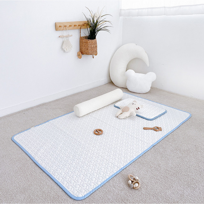 유아용 듀라론 침대 냉감 매트, 눈꽃 블루