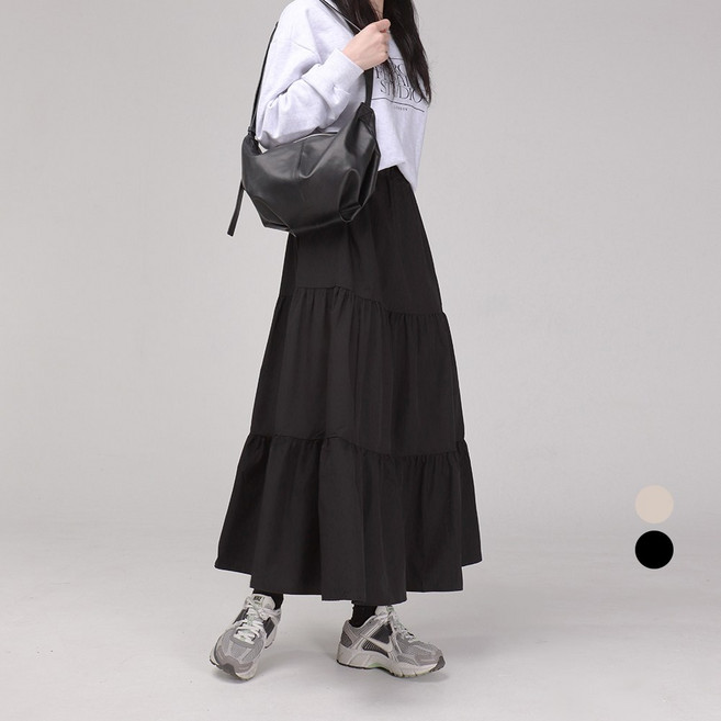 Cotton Closet 女款可愛A字蛋糕鬆緊腰長裙