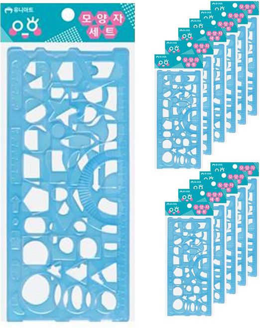 유니아트 모양자 2종 세트, 혼합색상, 12세트