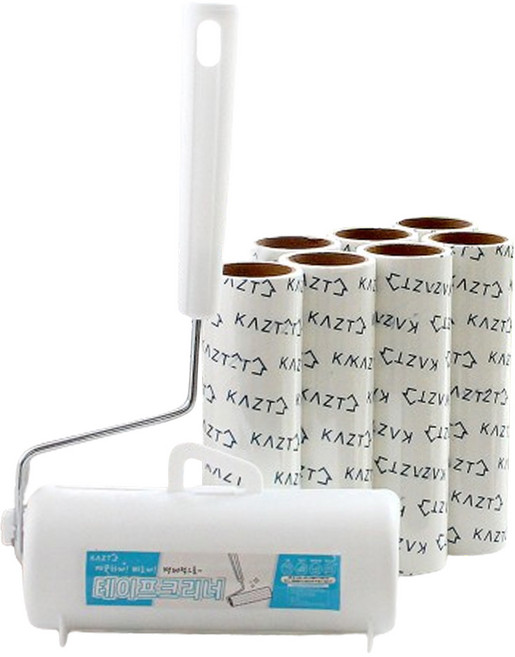 가쯔 사선 컷팅 돌돌이 테이프 크리너 본체 + 케이스 + 리필 세트, 1세트