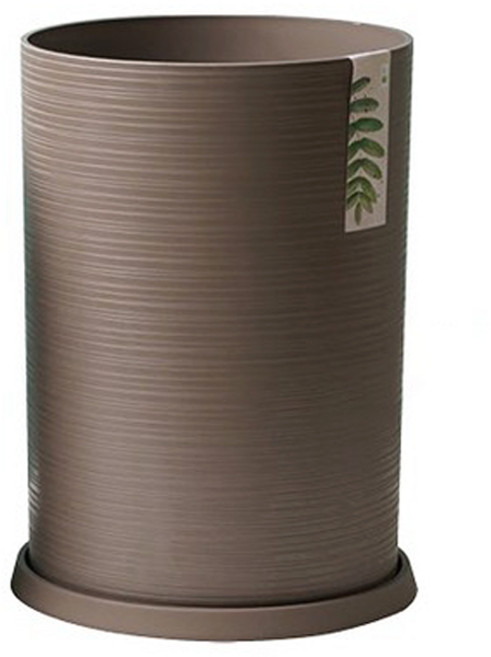 morningscent 써클라인 플라스틱 화분 대형 + 받침, 브라운, 1개