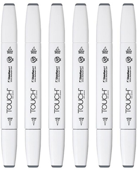 신한화구 터치 트윈 브러쉬 마카 CG7 COOL GREY, 1색, 6개