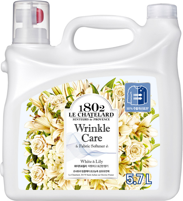 르샤트라1802 링클케어 초고농축 섬유유연제 화이트 릴리 본품, 5.7L, 1개