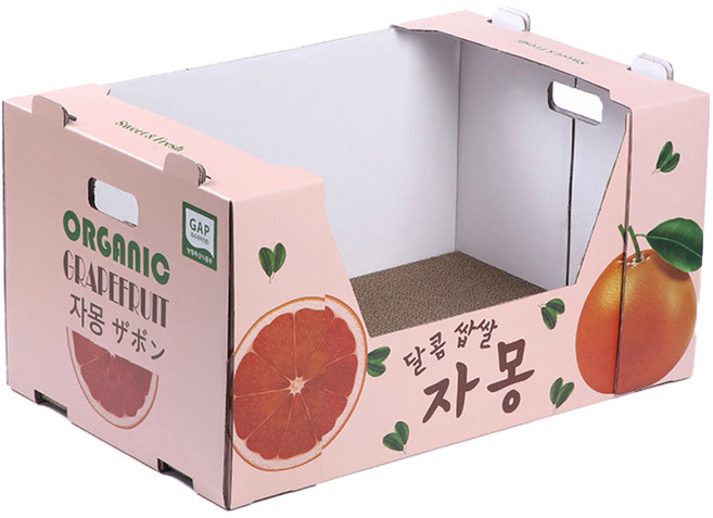 고양이 자몽 박스 스크래쳐, 핑크, 1개