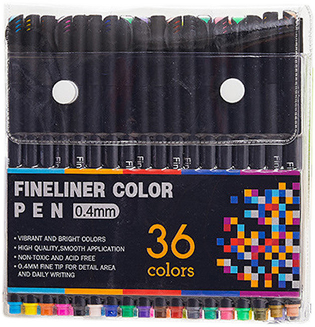 코히미 피그먼트 파인라이너 컬러펜 세트 0.4mm, 1세트, 36색