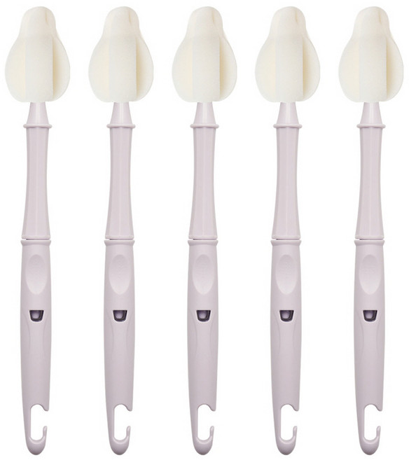 리에또 클린 롱 젖병 젖꼭지 세척솔, 5개, 라벤더