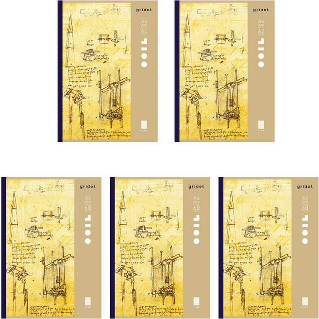 스탠다드 기백노트 잘펴지는노트 A4 라인노트 60매, 혼합색상, 5개