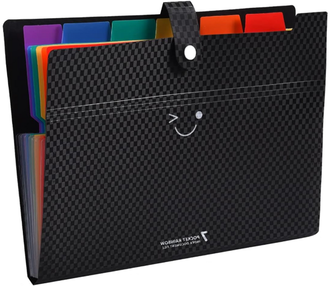 로타 7포켓 레인보우 도큐먼트 휴대용 파일, 블랙, 1개