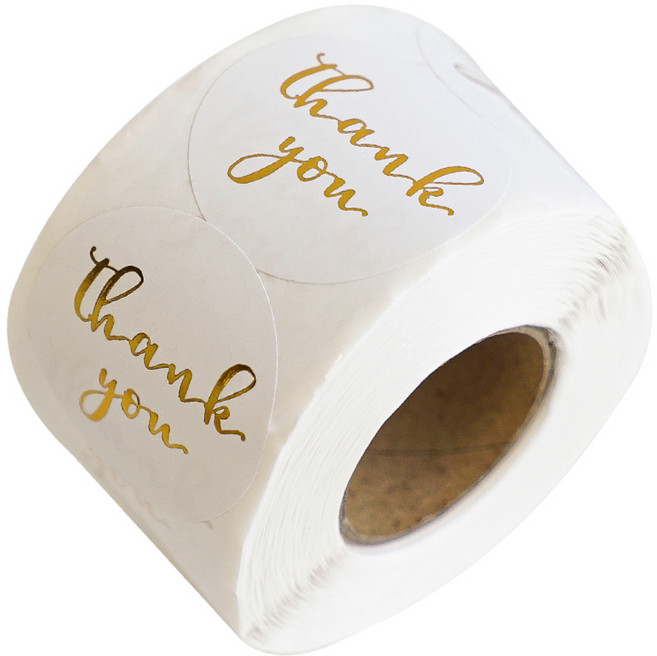 포장 데코 롤 스티커 500매 15종 세트 3.8cm, T-1 땡큐 금박 원형, 1세트