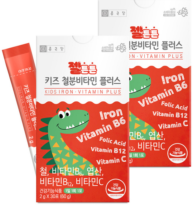 종근당 젤튼튼 키즈 철분 비타민 플러스 30p, 60g, 2개