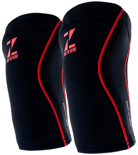 제로투히어로 네오프렌 무릎보호대 5mm 세트, 1세트, 블랙+레드